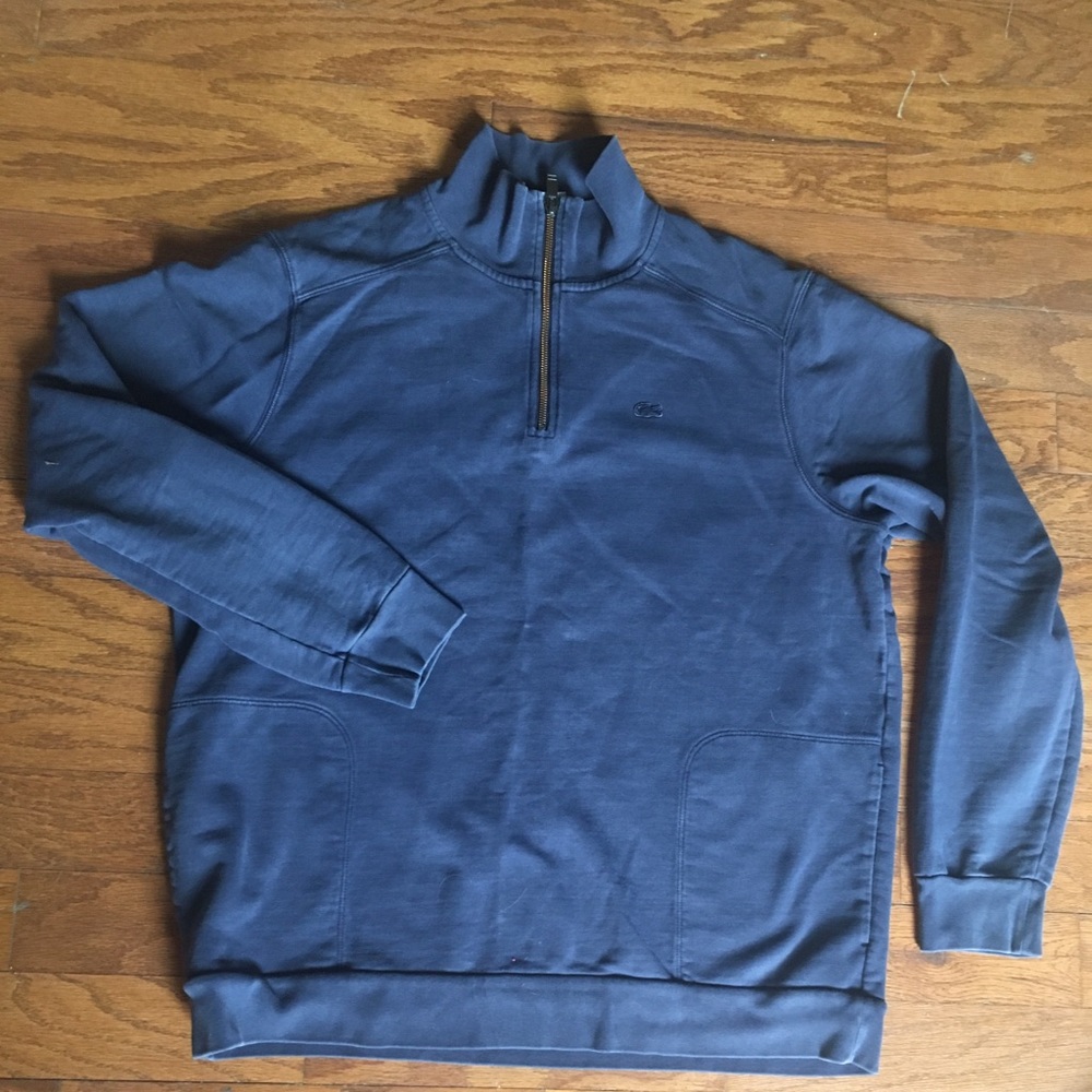 Lacoste Vintage Wash navy quarter zip sz 8 XL L